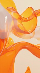 Wall Mural - Abstract Orange and White Liquid Forms Flowing