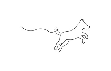Aufkleber - Silhouette of abstract dog as one line drawing on white background,dog in continuous line art drawing style. Puppy minimalist black linear sketch isolated on white background. Vector illustration.