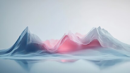Fototapete - Minimalist visualization of a simple exchange scenario in abstract mountains digital art calm environment aerial view
