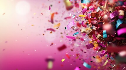 Aufkleber - Celebratory confetti explosion festive event colorful decoration bright background dynamic viewpoint joyful concept