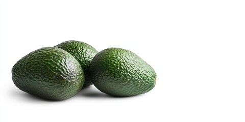 Poster - Fresh avocado isolated on a bright white background, showcasing the vibrant green color and smooth texture of the fresh avocado. Perfect for culinary and health related themes featuring fresh avocado.