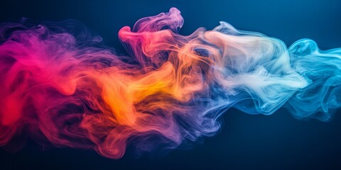 Wall Mural - Colorful smoke swirls gracefully against a dark backdrop, creating a striking visual of colored smoke that captivates the viewer. The mesmerizing patterns of colored smoke are truly enchanting.