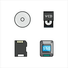 Poster - Electronic devices icon design vector symbol set memory and compact disk
