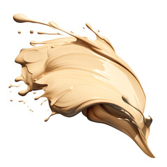 Poster - Beige liquid foundation splash isolated on transparency background, showcasing smooth texture and dynamic motion
