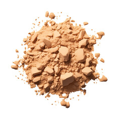 Poster - Pressed powder makeup in natural beige tone, isolated on transparency background, with scattered and textured appearance