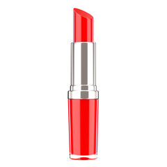 Aufkleber - Bright red lipstick in sleek silver tube isolated on transparency background
