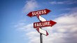 © Sam - A directional signpost indicating 'Success' and 'Failure' against a blue sky.