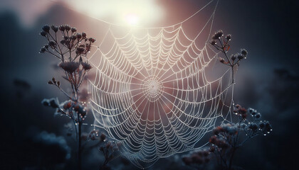 Morning Dew on a Spider Web: Nature's Intricate Art