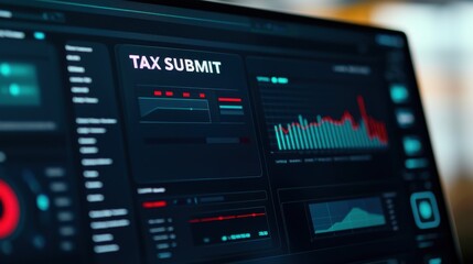 Poster - A dashboard displaying tax submission data, including graphs and metrics for financial analysis.