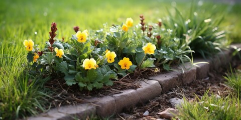 Wall Mural - spring flowers in the grass