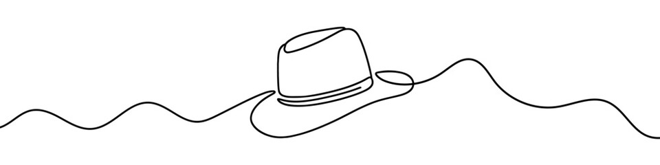 Wall Mural - continuous line is creating a stylish hat in this minimalist vector illustration