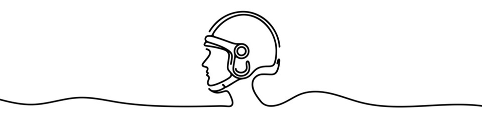 Wall Mural - minimalist vector illustration of a motorcycle helmet created using a single continuous line