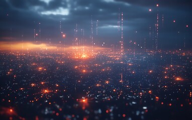 Poster - Abstract representation of a vast network of nodes connected by glowing lines, symbolizing digital data exchange and advanced communication in a sleek, technological atmosphere