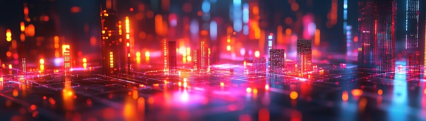 Poster - An abstract network of glowing interconnected nodes, symbolizing digital communication and data exchange, set in a futuristic technological environment