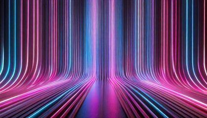 Poster - Abstract Neon Background Glowing Pink and Blue Vertical Lines A Stunning Digital Wallpaper for Modern Aesthetics and Creative Projects