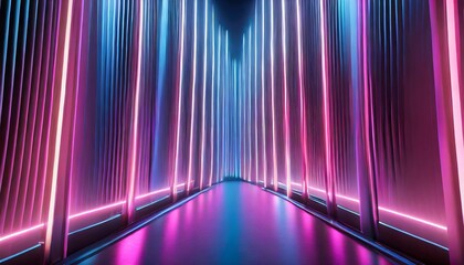 Poster - Vibrant Abstract Neon Background with Glowing Pink and Blue Vertical Lines Stunning Digital Wallpaper for Creative Projects and Modern Aesthetic Designs