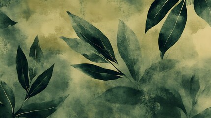 Wall Mural - Abstract Watercolor Painting of Green Leaves