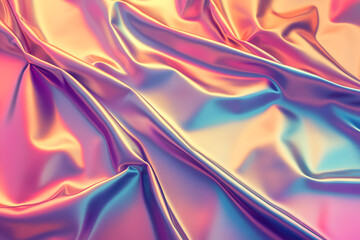 Poster - Vibrant iridescent fabric texture studio environment textile close-up colorful composition abstract concept for design