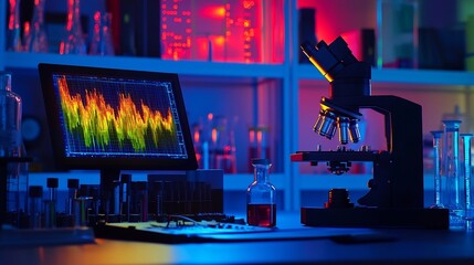 Poster - Close up view of a state of the art thermal detector device paired with a holographic display showcasing detailed thermal analysis data