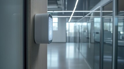 Poster - close up view of an advanced motion sensor integrated with a holographic display projecting live mot