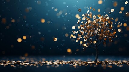 Poster - Lush tree with coin like fruits growing on its branches symbolizing the steady and reliable growth of financial investments over time