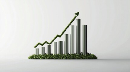Poster - Visually captivating financial chart depicting the ascending green lines that symbolize the steady growth of investments showcasing the positive trajectory of the market