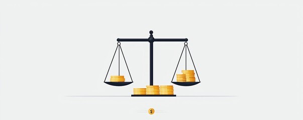 Poster - Balanced scales with one side rising steadily symbolizing the concept of steady investment gains financial growth and successful wealth management strategies
