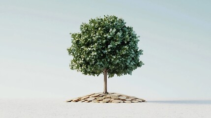Poster - A tree made of coins and financial graphs growing under a clear sky representing the stability and potential for growth in financial investments and the economy