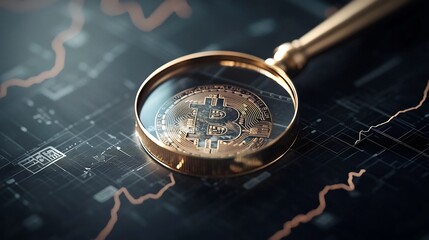 Poster - Magnifying glass revealing a thriving financial chart symbolizing detailed stability and analysis of business investment and economic data  The image represents the importance of focusing on data