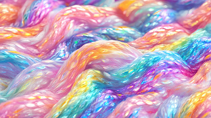 Wall Mural - Seamless trendy iridescent rainbow foil texture. soft holographic pastel unicorn marble background pattern. modern pearlescent blurry abstract swirl illustration. Opalescent. Illustration