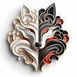 © artisthub - A stunning 3d curve waves wolf face illustration showcasing intricate designs in black, white, and gold. The artwork combines elegance and creativity with a modern, abstract twist.