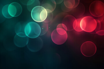 An abstract digital background of floating orbs in vibrant teal, red, and magenta, emitting soft light on a dark canvas.