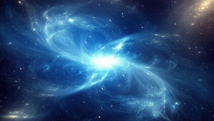 Stunning blue galaxy depicted through abstract fractal art. 
