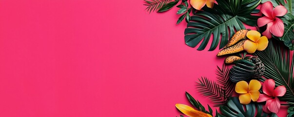 Poster - Vibrant tropical roll up banner or backdrop featuring a captivating display of bright summer inspired colors and eye catching geometric patterns