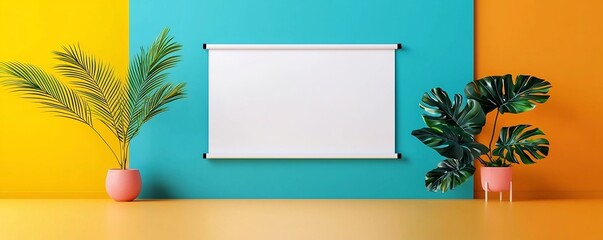 Poster - Stunning vibrant roll up banner design featuring a lush tropical pattern and bright summer inspired colors perfect for corporate branding advertising events and marketing promotions