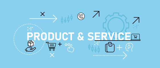 Poster - Product and service goods services by company sell to customer banner web header with icon flat
