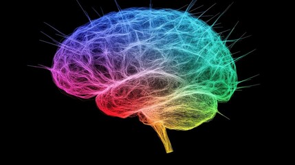 Poster - Abstract Visualization of Neuroplasticity Represented in Vibrant Colors and Complex Patterns