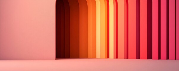 Poster - Abstract gradient roll up design with bold sunset hues blending seamlessly into the background creating a visually striking and modern composition