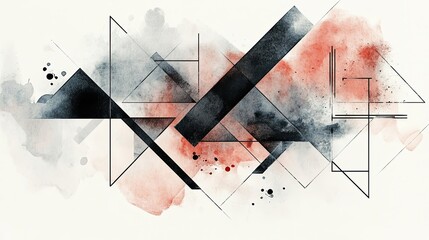 Poster - Abstract Watercolor Geometric Shapes Design