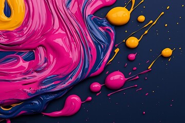 Poster - Vibrant and Fluid Abstract Roll Up Banner Design with Bold Contrasting Paint Swirl Patterns Ideal for Attention Grabbing Marketing Materials Brochures and Advertising Layouts