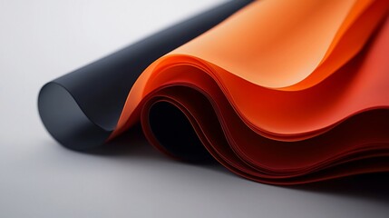 Poster - Overlapping translucent geometric shapes and layers in a bold dynamic roll up design creating a striking three dimensional effect  The abstract pattern features a minimalist