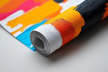 Poster - roll up design featuring bold brushstrokes and a vibrant color palette  This modern abstract graphic pattern is perfect for branding advertising or creative presentations