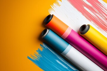 Poster - Striking abstract roll up design featuring bold brushstrokes and a vibrant color palette creating a dynamic and contemporary visual impression for corporate business or marketing applications