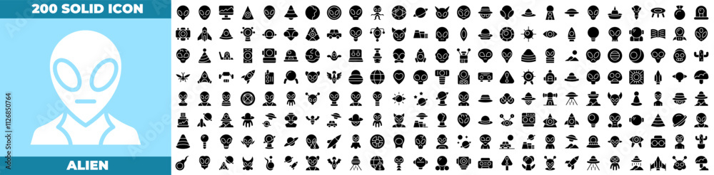 Alien Solid Editable Icons set. Stock Vector | Adobe Stock