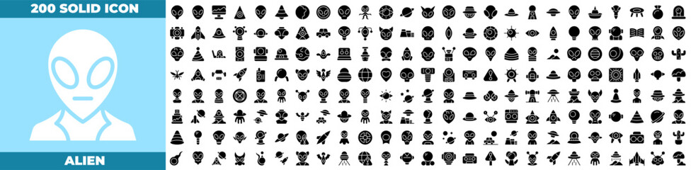 Alien Solid Editable Icons set.
