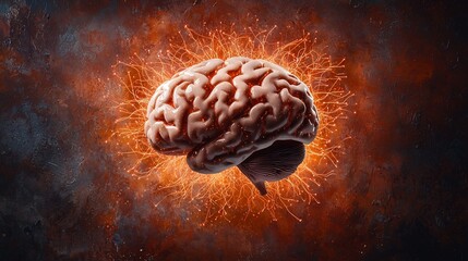 Poster - Glowing neural network patterns visualizing intelligence and its applications in the healthcare industry with a dark abstract background and space for text at the top