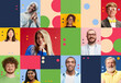 © master1305 - Creative collage made of different people, men and women of various age and nationality, posing with smile on colorful background. Concept of human emotions, race, equality, rights, diversity