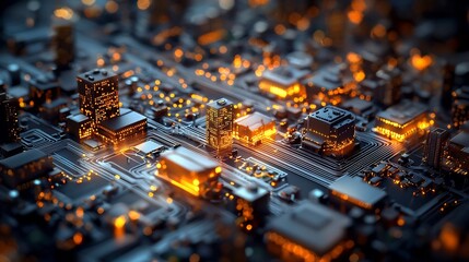 Poster - Glowing Connected Cityscape Optimized for Elderly Accessibility and Livability with Ample Copy Space