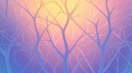 Poster - Branching Trees Visualized as Neural Networks in Vibrant Colors with a Soft Ethereal Glow
