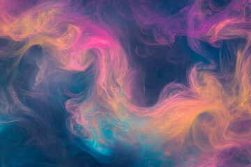 Wall Mural - A vibrant color smoke background with swirling clouds of pink, purple, and blue, blending seamlessly into a dark void.